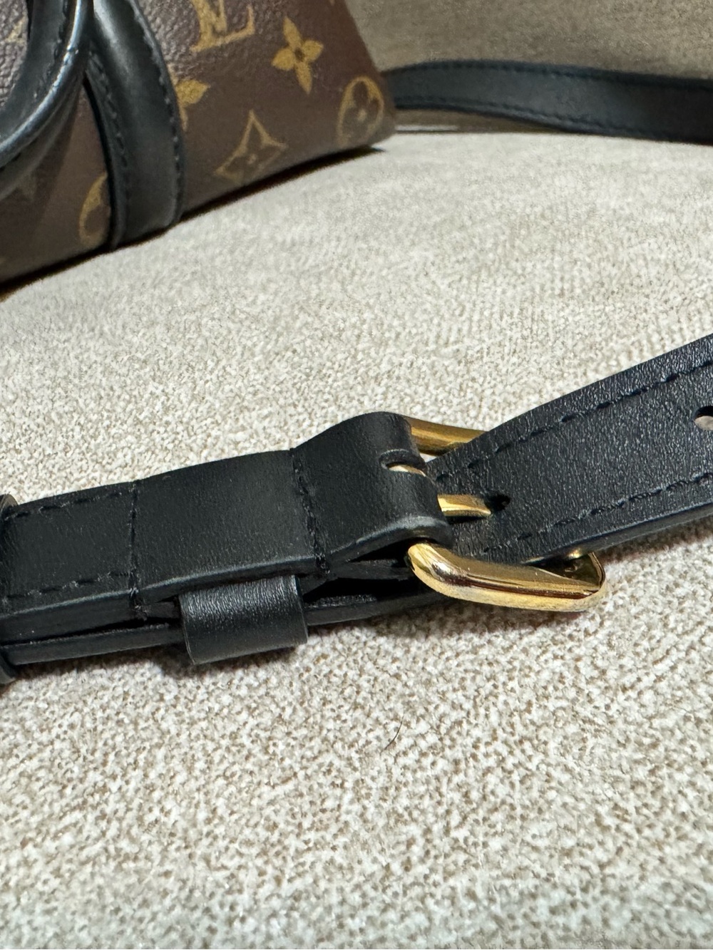 Discontinued Louis Vuitton Brown Monogram Satchel with Black Trim “Soufflot MM” - Picture 4 of 16